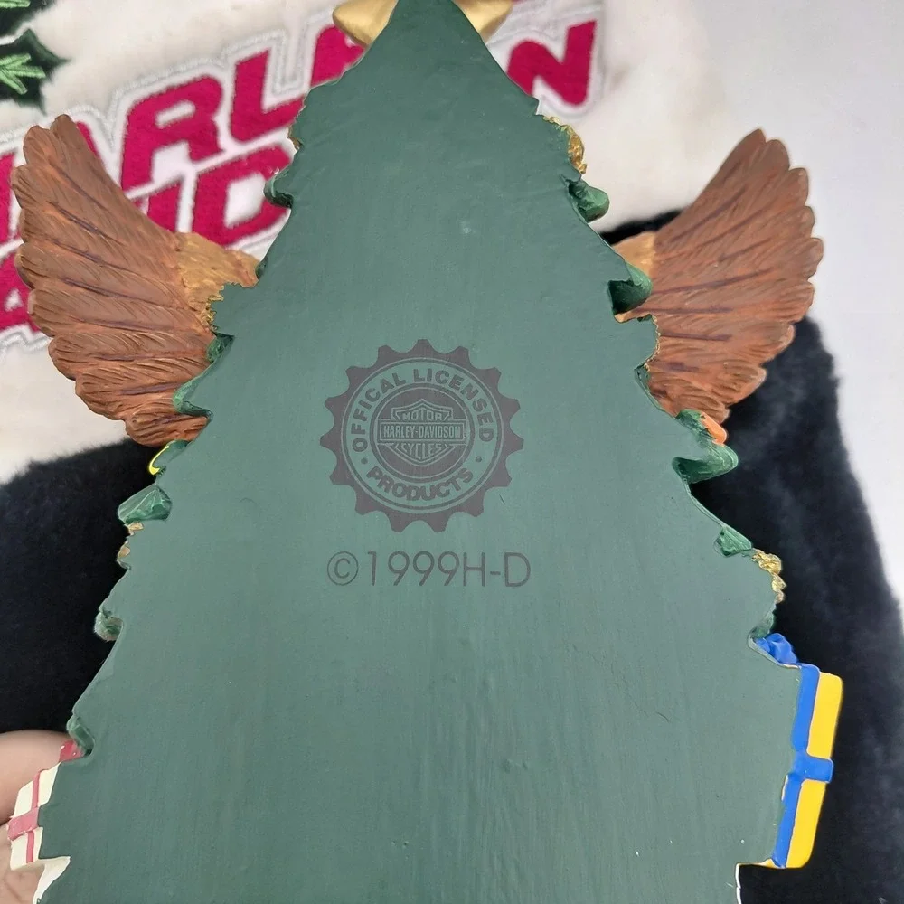 Harley Davidson Xmas Stocking & Holder Vtg Motorcycle‎ Screaming Eagle 90s  Tree